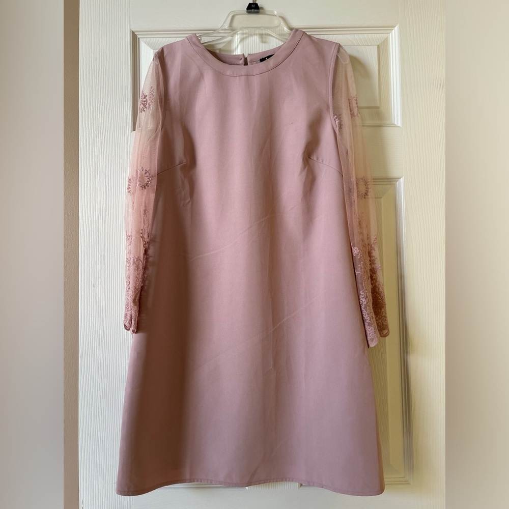 Lulu's Pink Sheath Dress with Bishop Sleeves